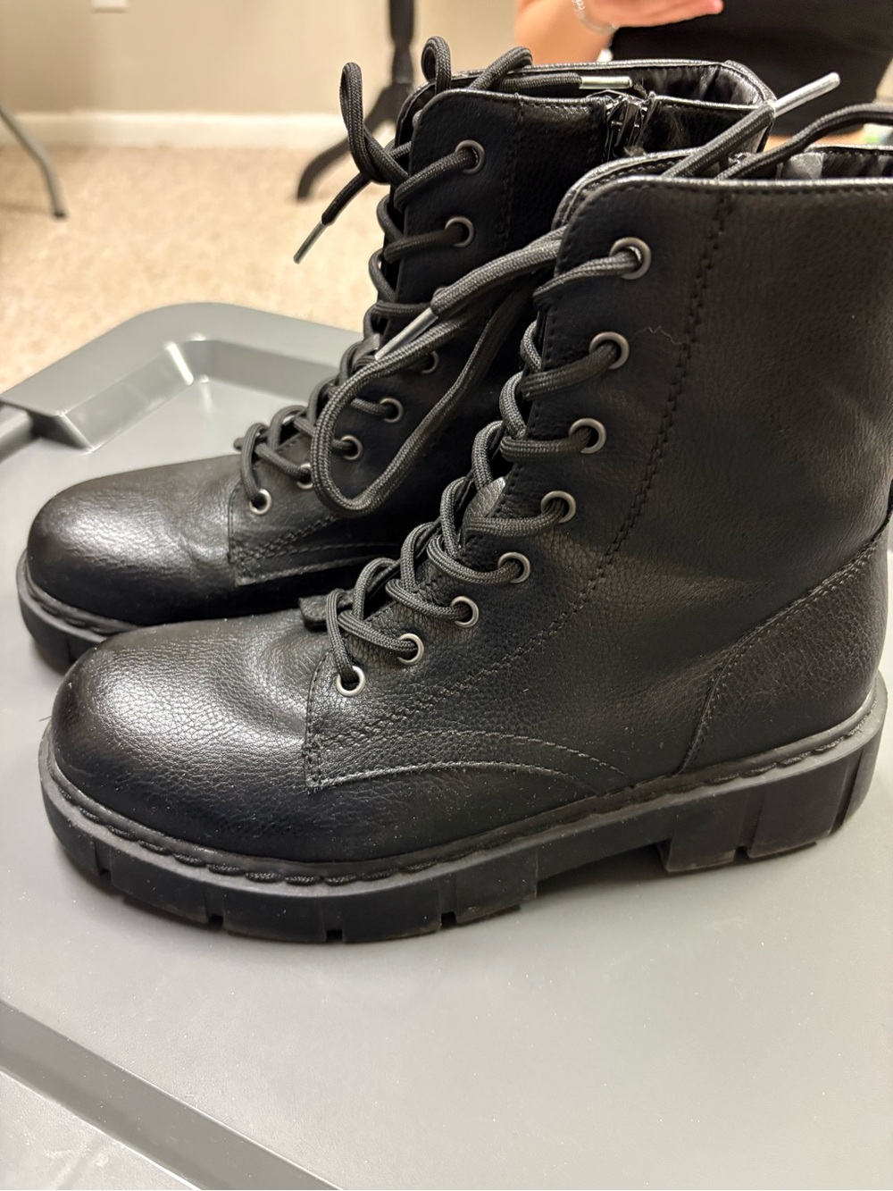 Mix No. 6 Black Lace-Up Combat Boots